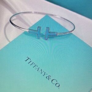 Tiffany & Co Silver and Blue T Wire Bracelet